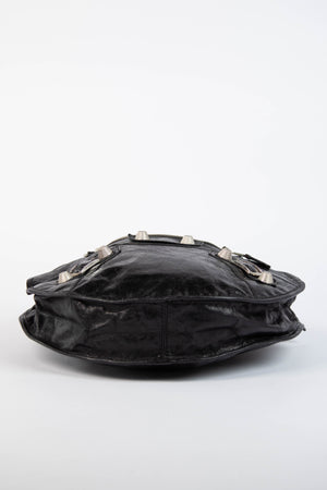 2000s Balenciaga Black Leather Motorcycle Sphere Bag