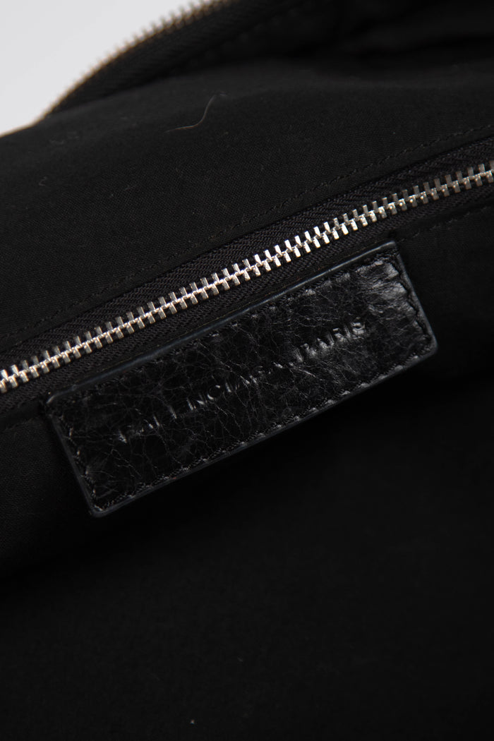 2000s Balenciaga Black Leather Motorcycle Sphere Bag