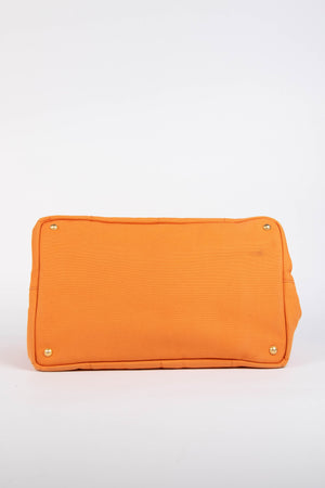 2010s Prada Orange Canvas Large Canapa Tote Bag