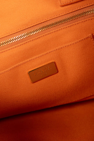 2010s Prada Orange Canvas Large Canapa Tote Bag