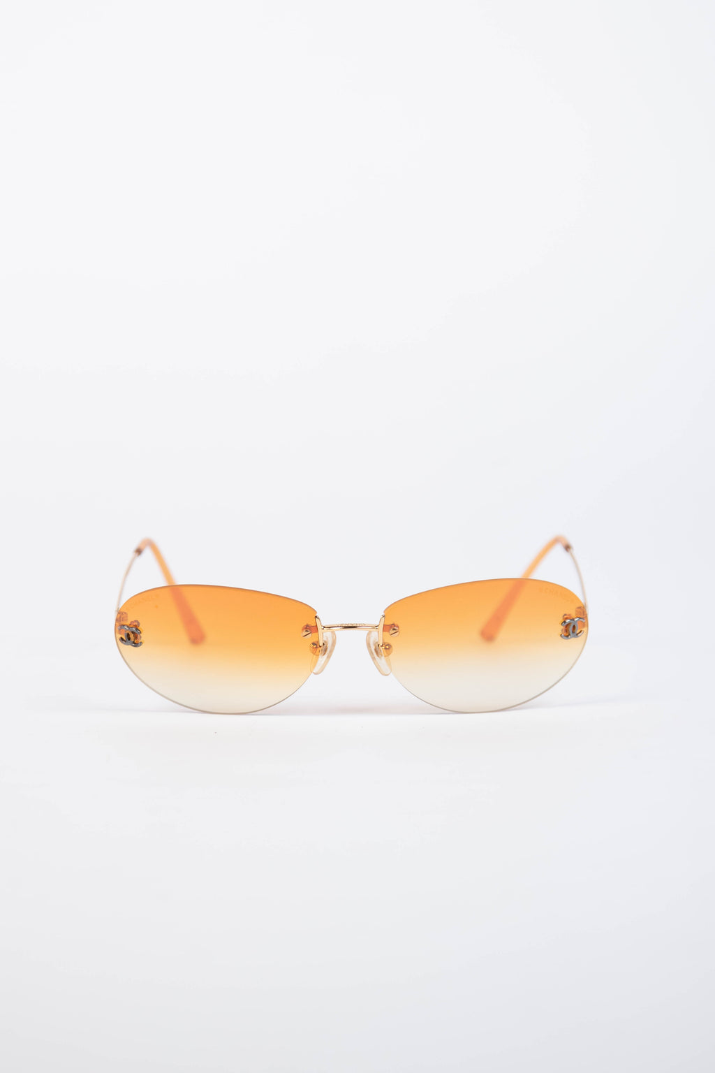 2000s Chanel Orange Gradient Oval CC Sunglasses