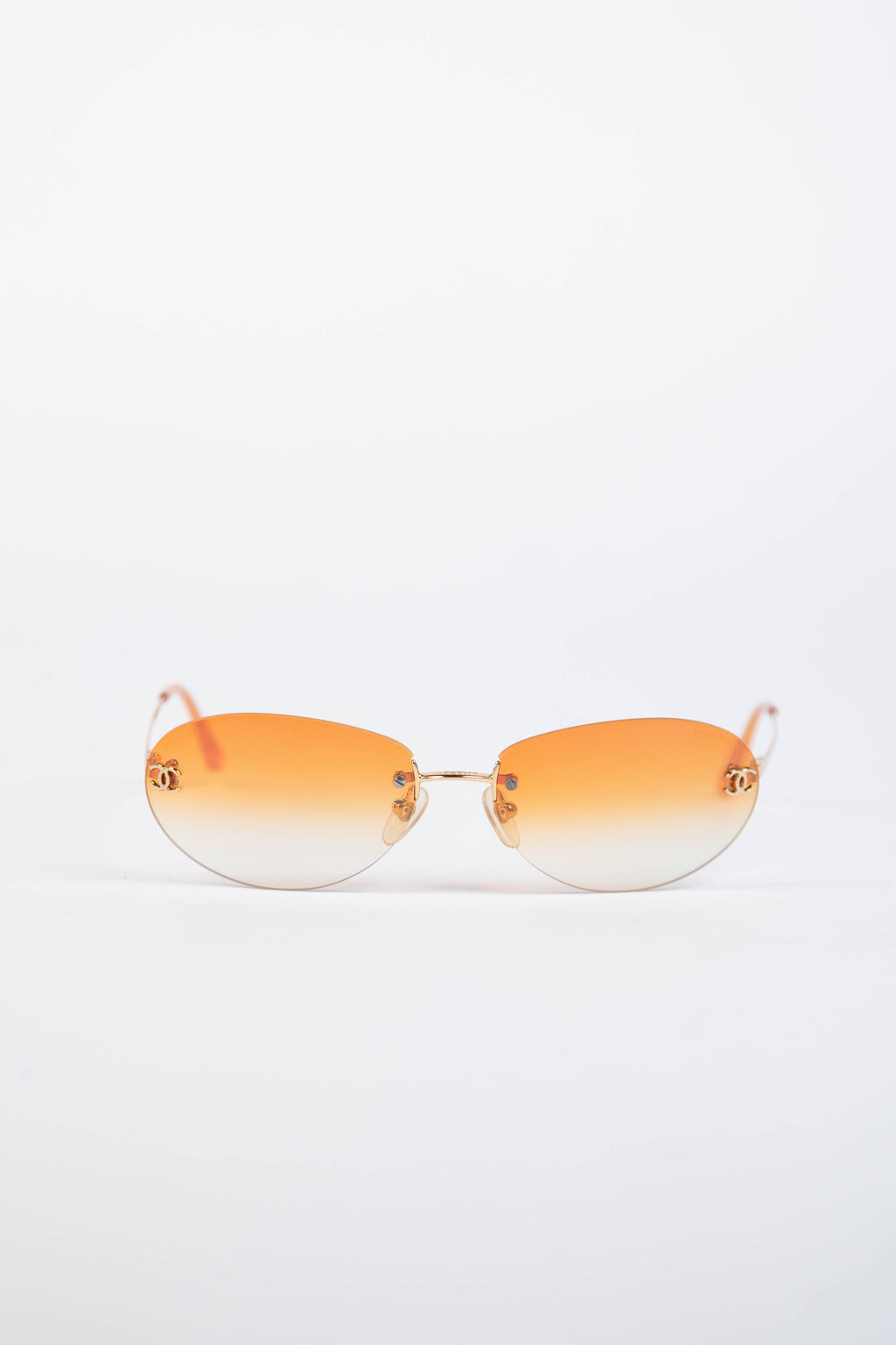 2000s Chanel Orange Gradient Oval CC Sunglasses