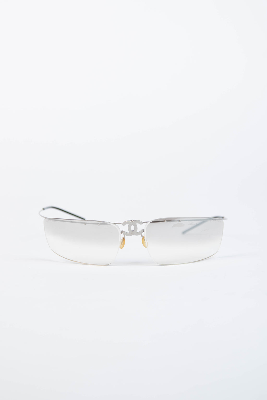 Vintage Chanel Silver CC Folding Sunglasses