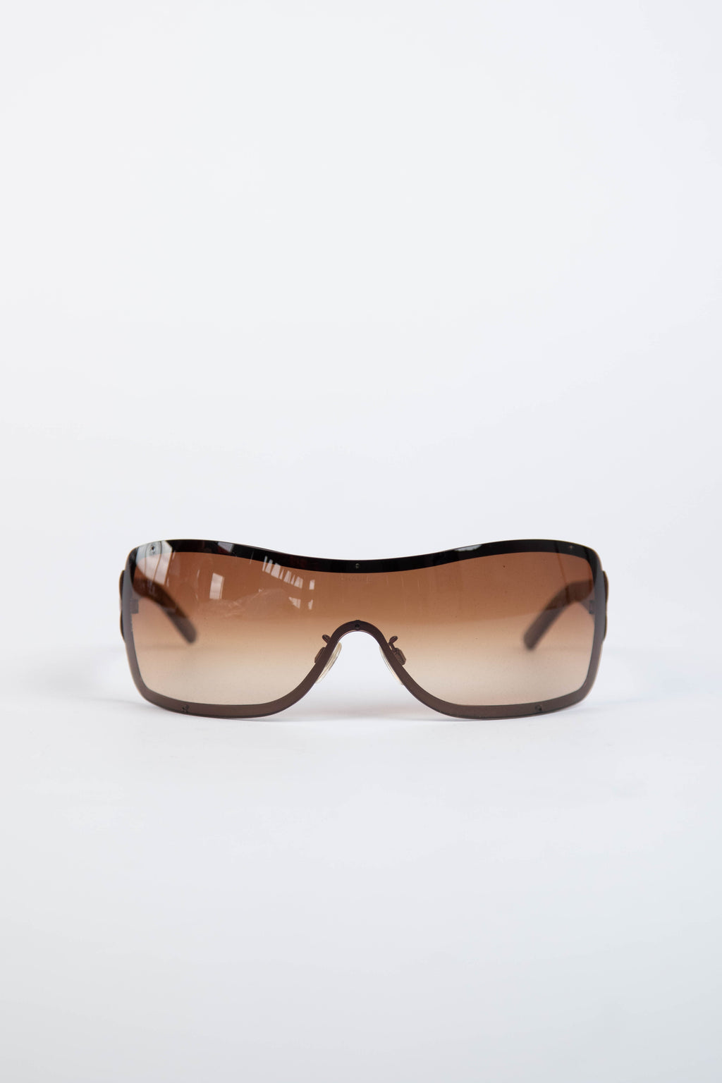 2000s Chanel Quilted Brown Shield Sunglasses