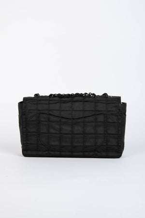 2000s Chanel Black Travel Line Single Flap Shoulder Bag