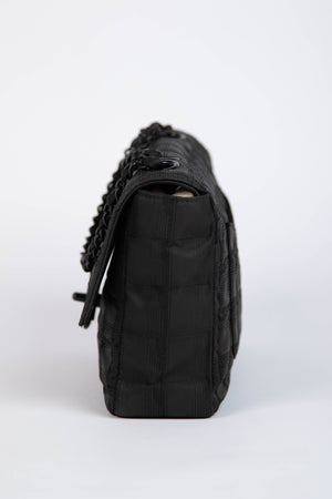 2000s Chanel Black Travel Line Single Flap Shoulder Bag