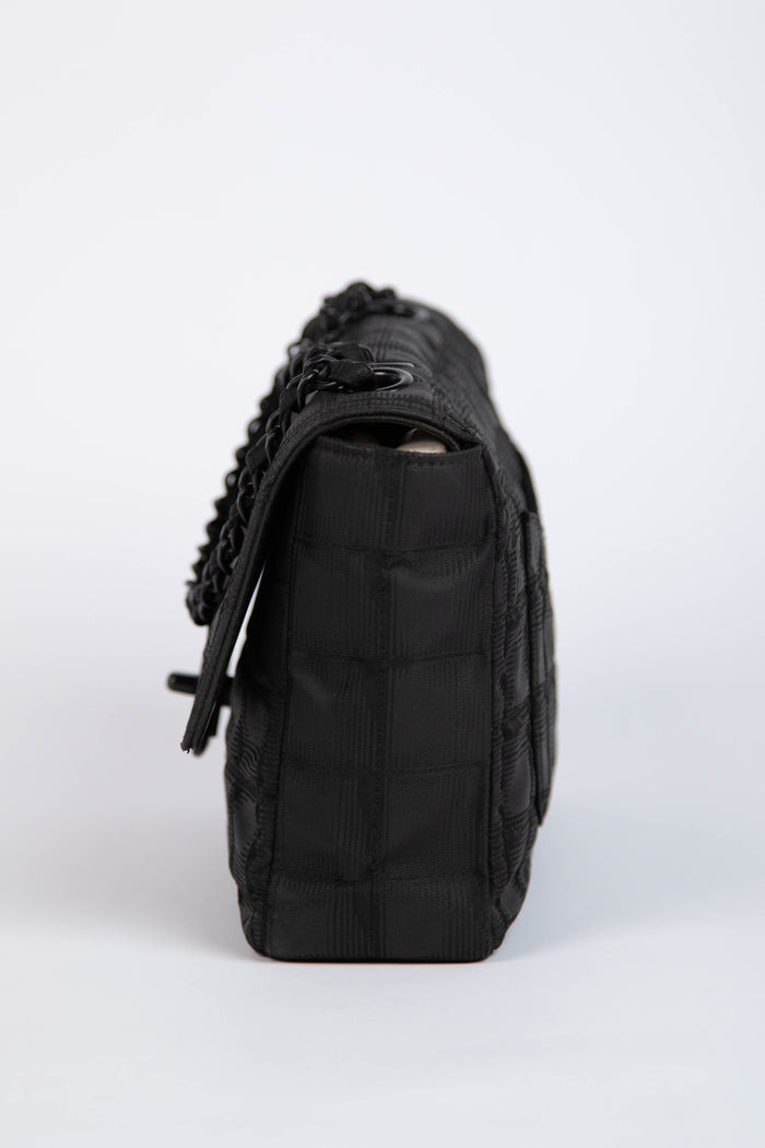 2000s Chanel Black Travel Line Single Flap Shoulder Bag
