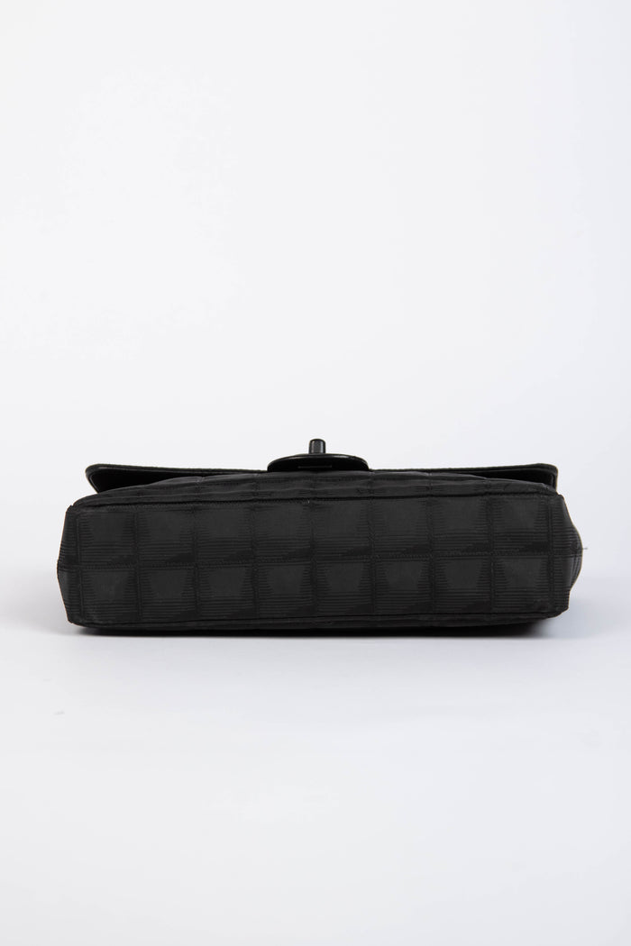 2000s Chanel Black Travel Line Single Flap Shoulder Bag