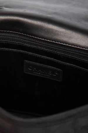 2000s Chanel Black Travel Line Single Flap Shoulder Bag
