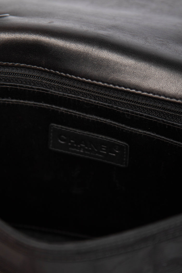 2000s Chanel Black Travel Line Single Flap Shoulder Bag