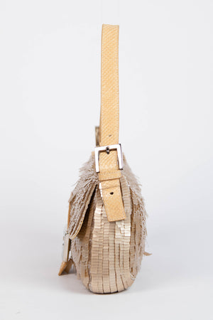 RARE Vintage Fendi Champagne Sequin Baguette Shoulder Bag