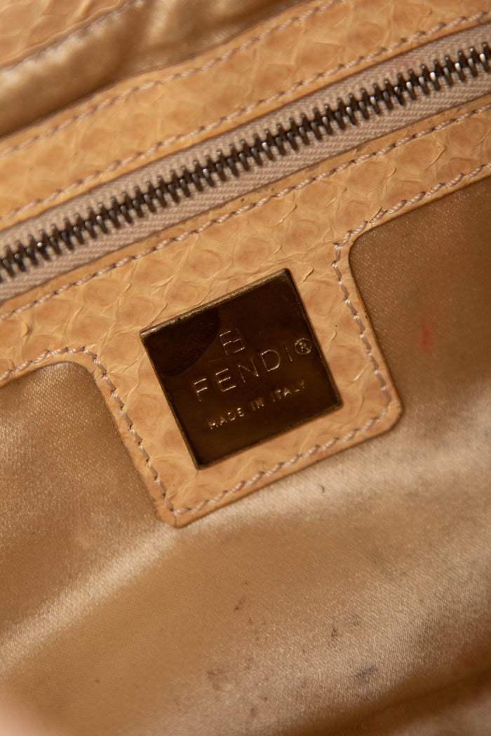 RARE Vintage Fendi Champagne Sequin Baguette Shoulder Bag