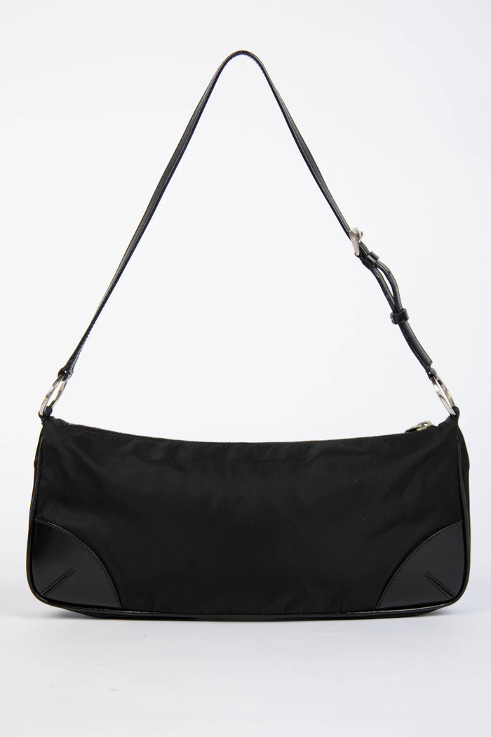2000s Prada Black Nylon Shoulder Bag