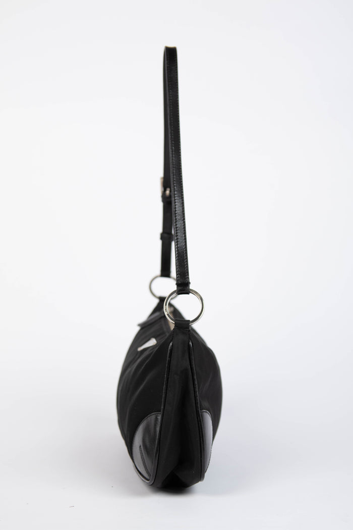 2000s Prada Black Nylon Shoulder Bag