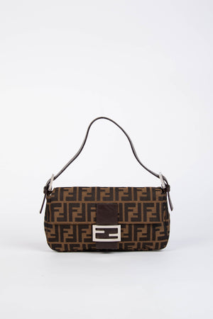90s Fendi Zucca Baguette Monogram Shoulder Bag SHW