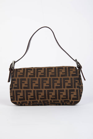90s Fendi Zucca Baguette Monogram Shoulder Bag SHW