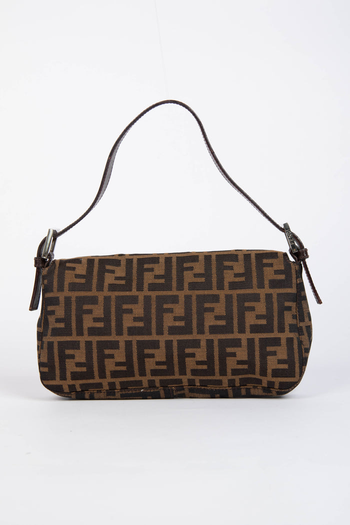 90s Fendi Zucca Baguette Monogram Shoulder Bag SHW