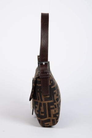 90s Fendi Zucca Baguette Monogram Shoulder Bag SHW
