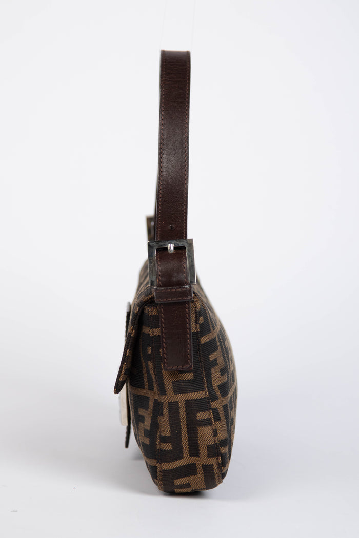 90s Fendi Zucca Baguette Monogram Shoulder Bag SHW