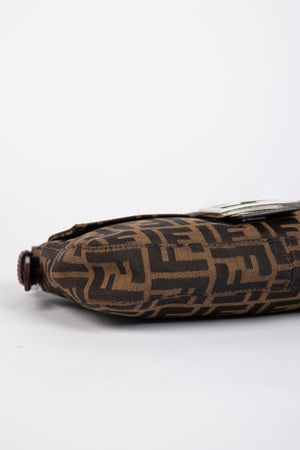 90s Fendi Zucca Baguette Monogram Shoulder Bag SHW