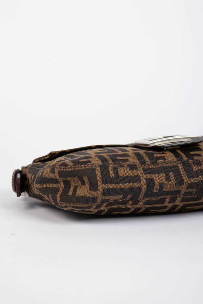 90s Fendi Zucca Baguette Monogram Shoulder Bag SHW