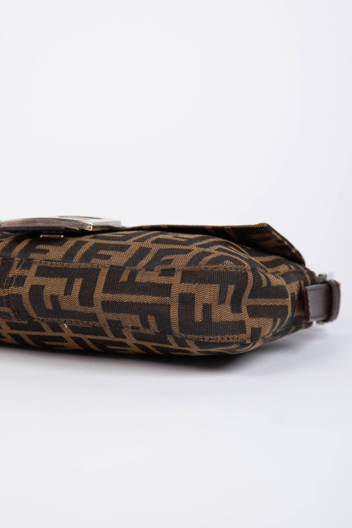 90s Fendi Zucca Baguette Monogram Shoulder Bag SHW