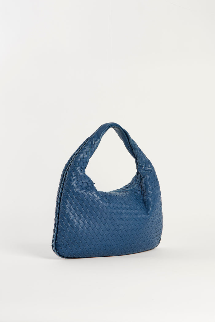 Vintage Bottega Veneta Blue Intrecciato Shoulder Bag