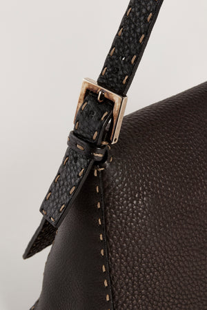 Vintage Fendi Selleria Black Leather Mamma Shoulder Bag
