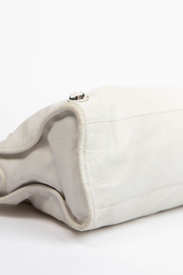 2000s Balenciaga White Leather City Bag