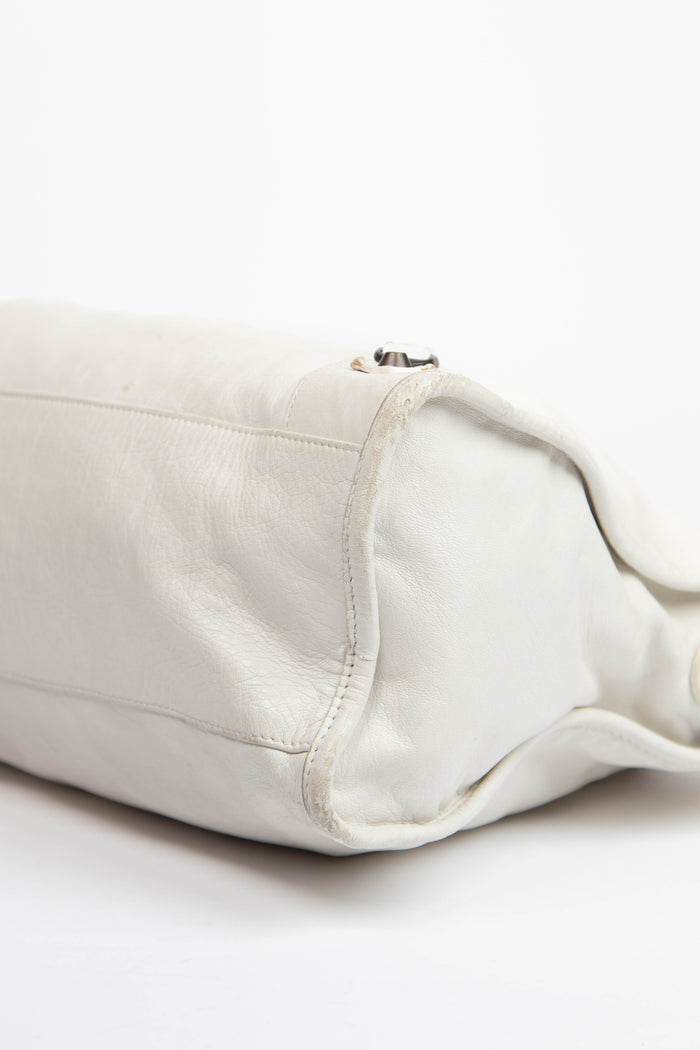 2000s Balenciaga White Leather City Bag
