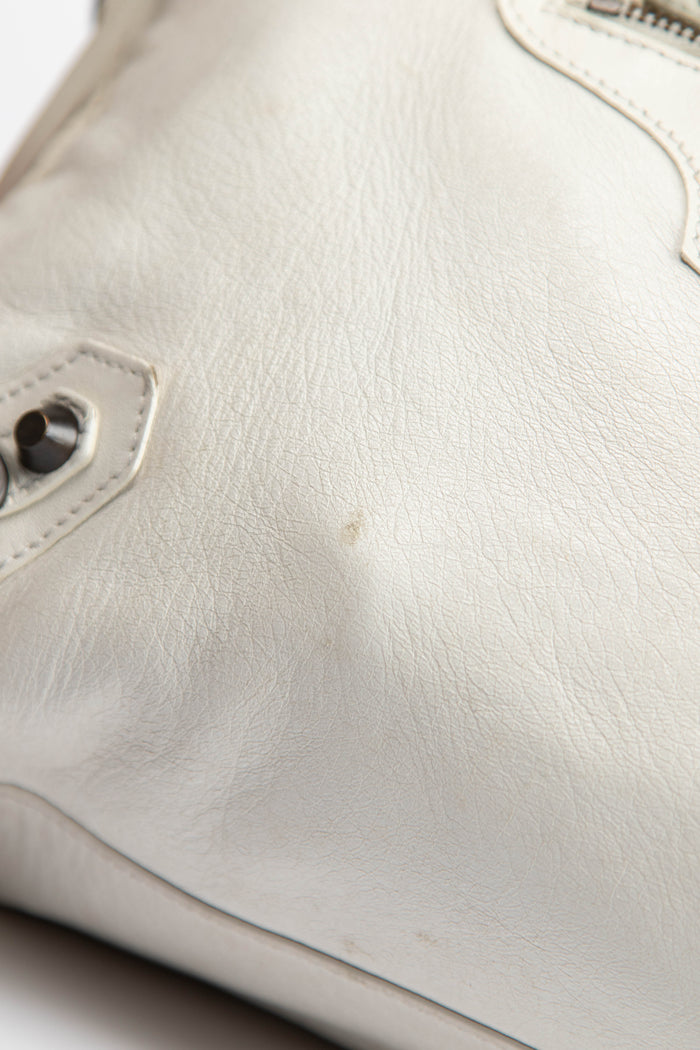 2000s Balenciaga White Leather City Bag