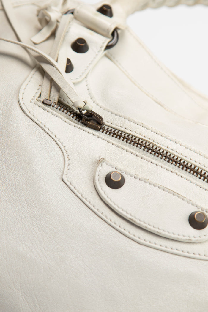 2000s Balenciaga White Leather City Bag