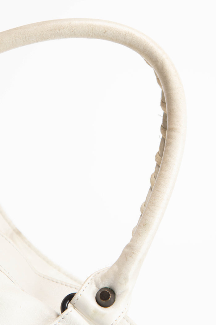 2000s Balenciaga White Leather City Bag