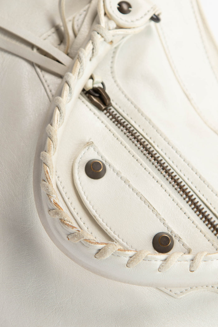 2000s Balenciaga White Leather City Bag