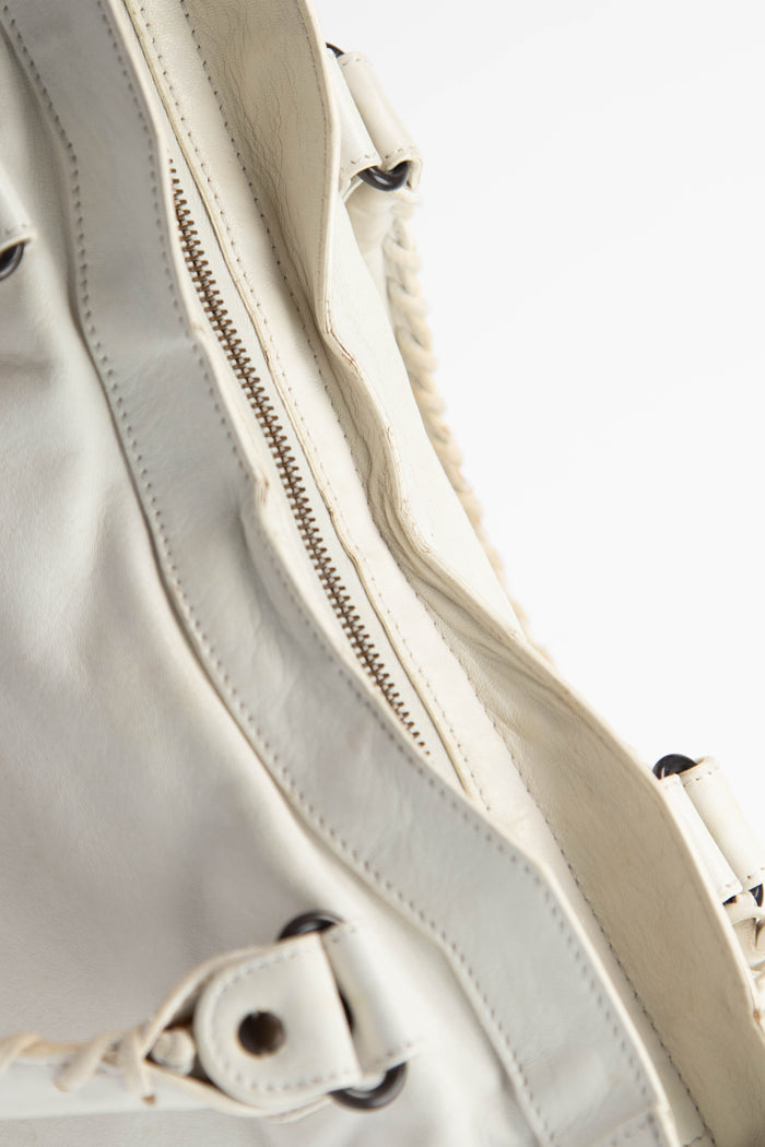 2000s Balenciaga White Leather City Bag