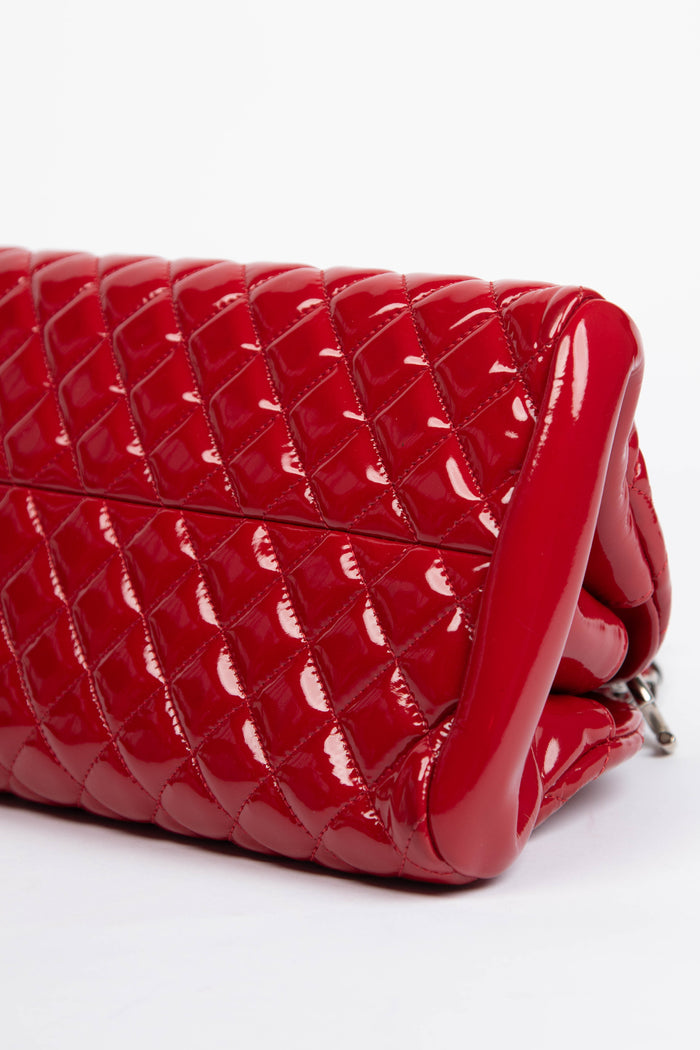 2010s Chanel Red Patent Leather Small Bowling Bag