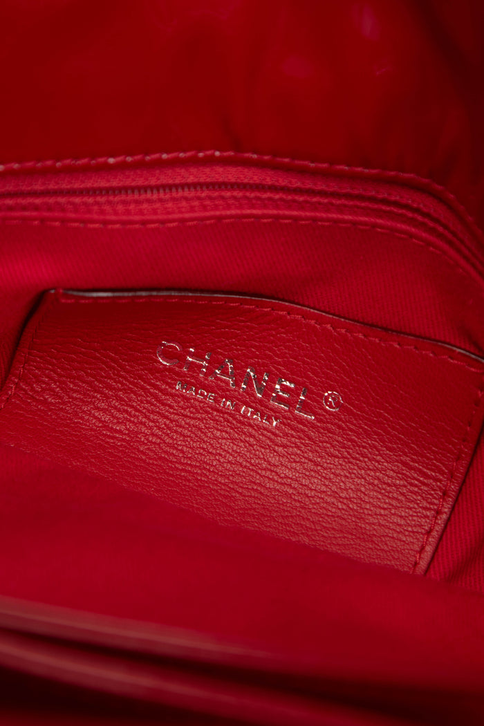 2010s Chanel Red Patent Leather Small Bowling Bag