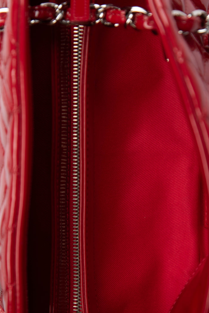 2010s Chanel Red Patent Leather Small Bowling Bag