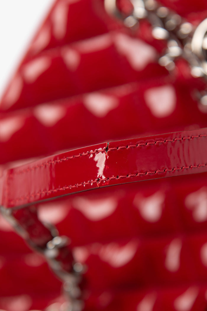 2010s Chanel Red Patent Leather Small Bowling Bag