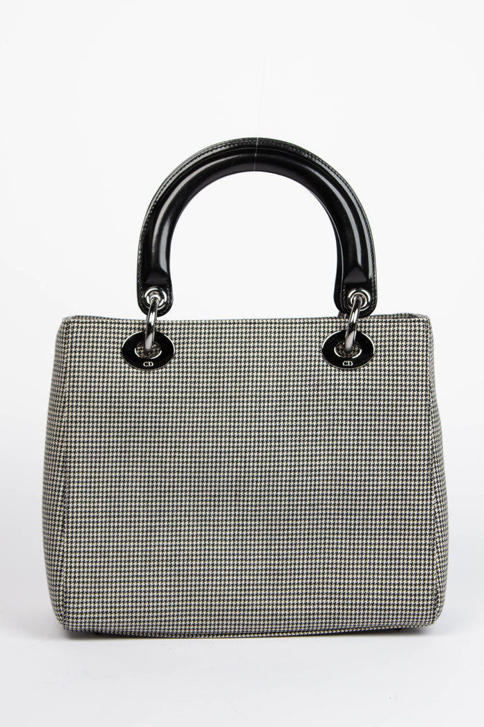 Vintage Christian Dior Houndstooth Medium Lady Dior