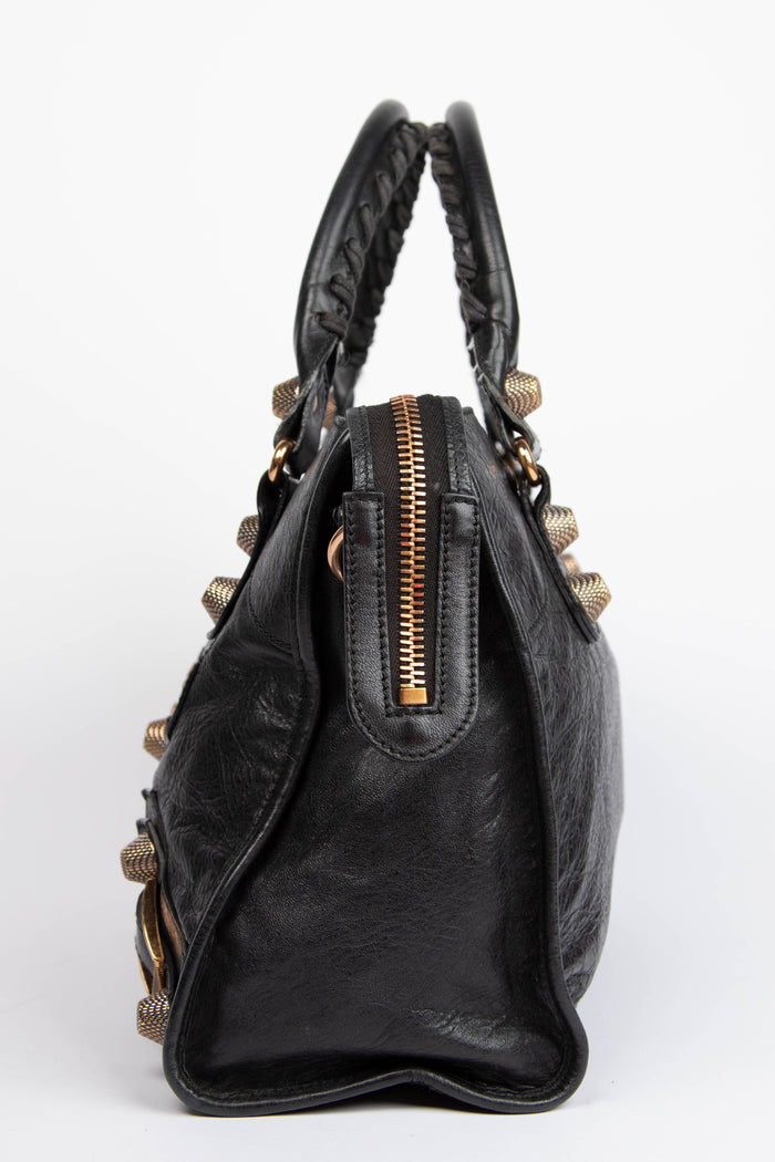 2010s Balenciaga Black Leather City Bag with Giant GHW