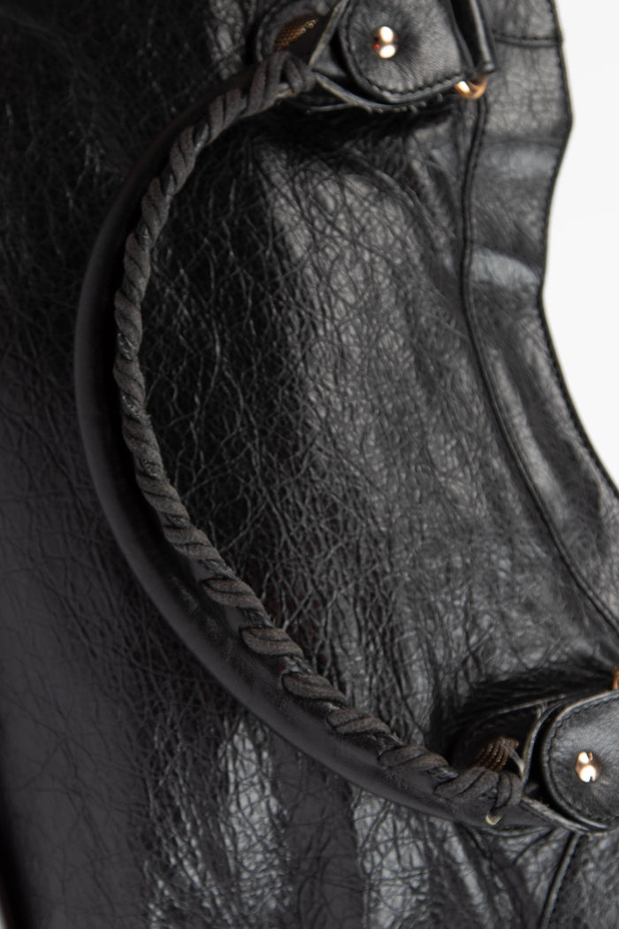 2010s Balenciaga Black Leather City Bag with Giant GHW