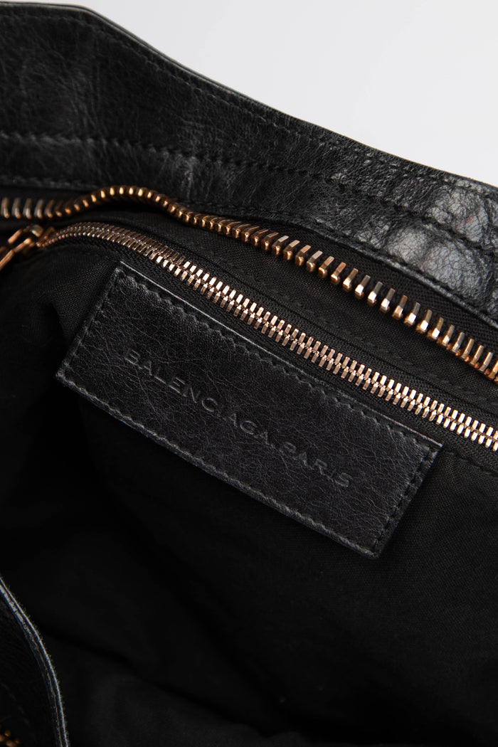 2010s Balenciaga Black Leather City Bag with Giant GHW