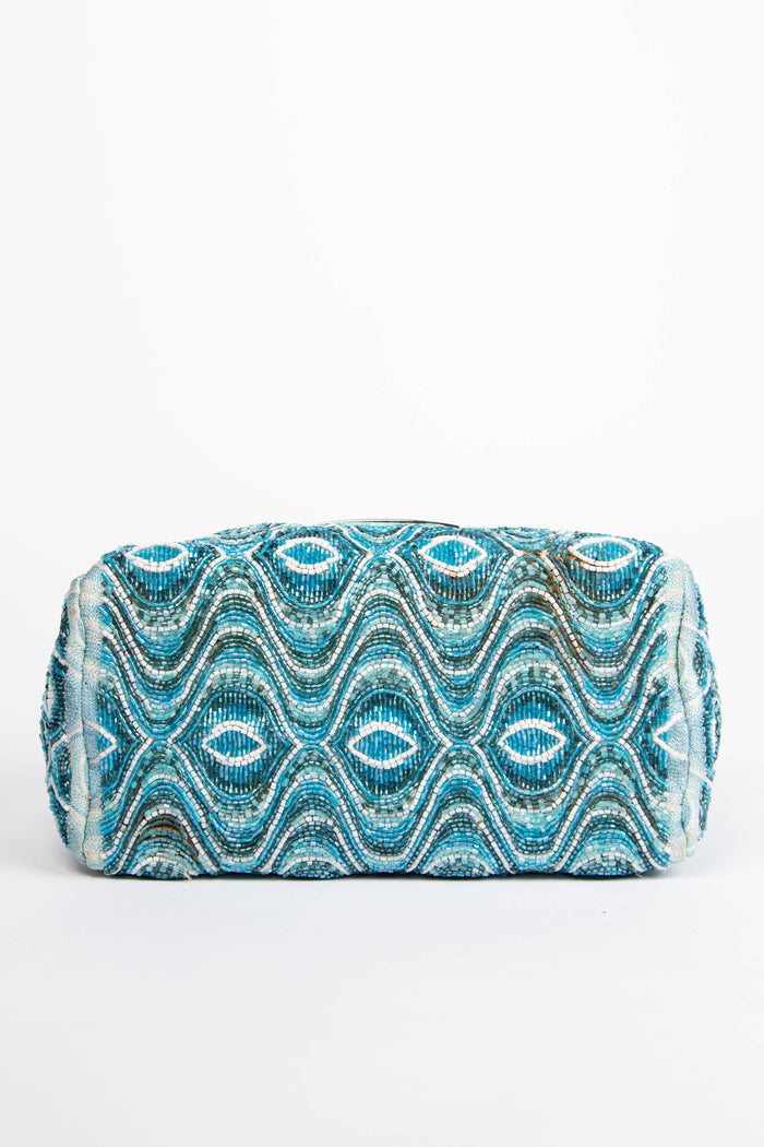 RARE Vintage Fendi Blue Beaded Boxy Shoulder Bag