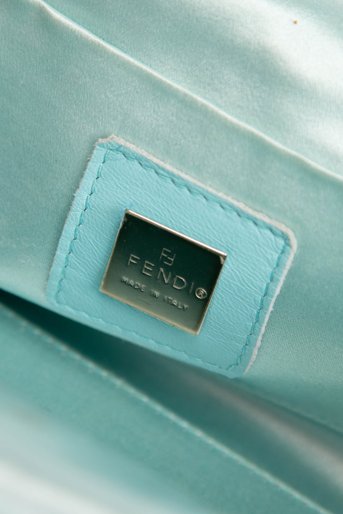 RARE Vintage Fendi Blue Beaded Boxy Shoulder Bag