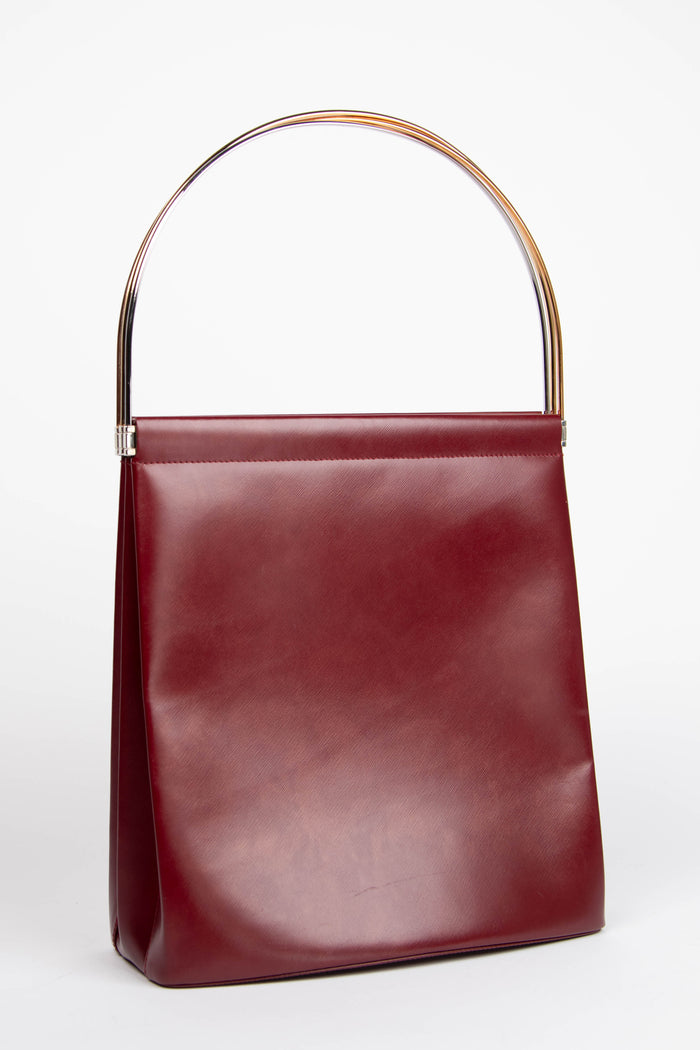 Vintage Cartier Burgundy Leather Trinity Shoulder Bag