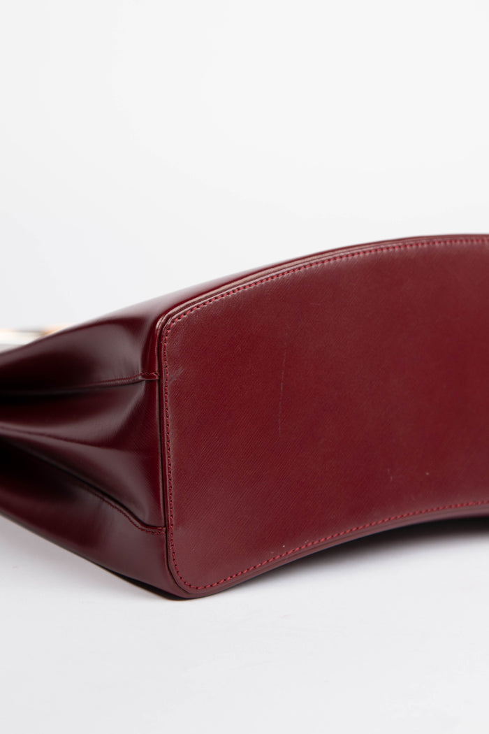 Vintage Cartier Burgundy Leather Trinity Shoulder Bag
