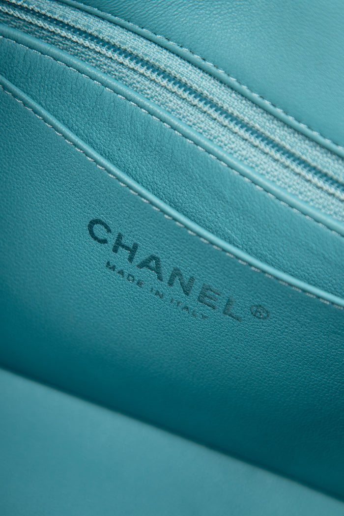 2020s Chanel Blue Lambskin Leather Mini Rectangular Single Flap
