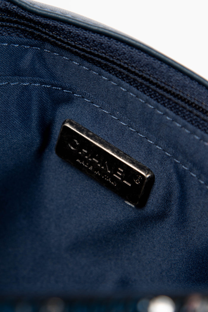 2010s Chanel Blue Sequin Coco Cuba Single Flap Bag