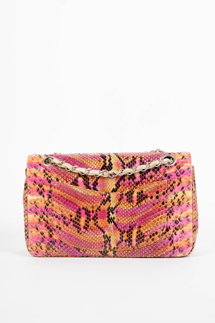 SUPER RARE 90s Chanel Multicolour Python Leather Medium Double Flap Shoulder Bag